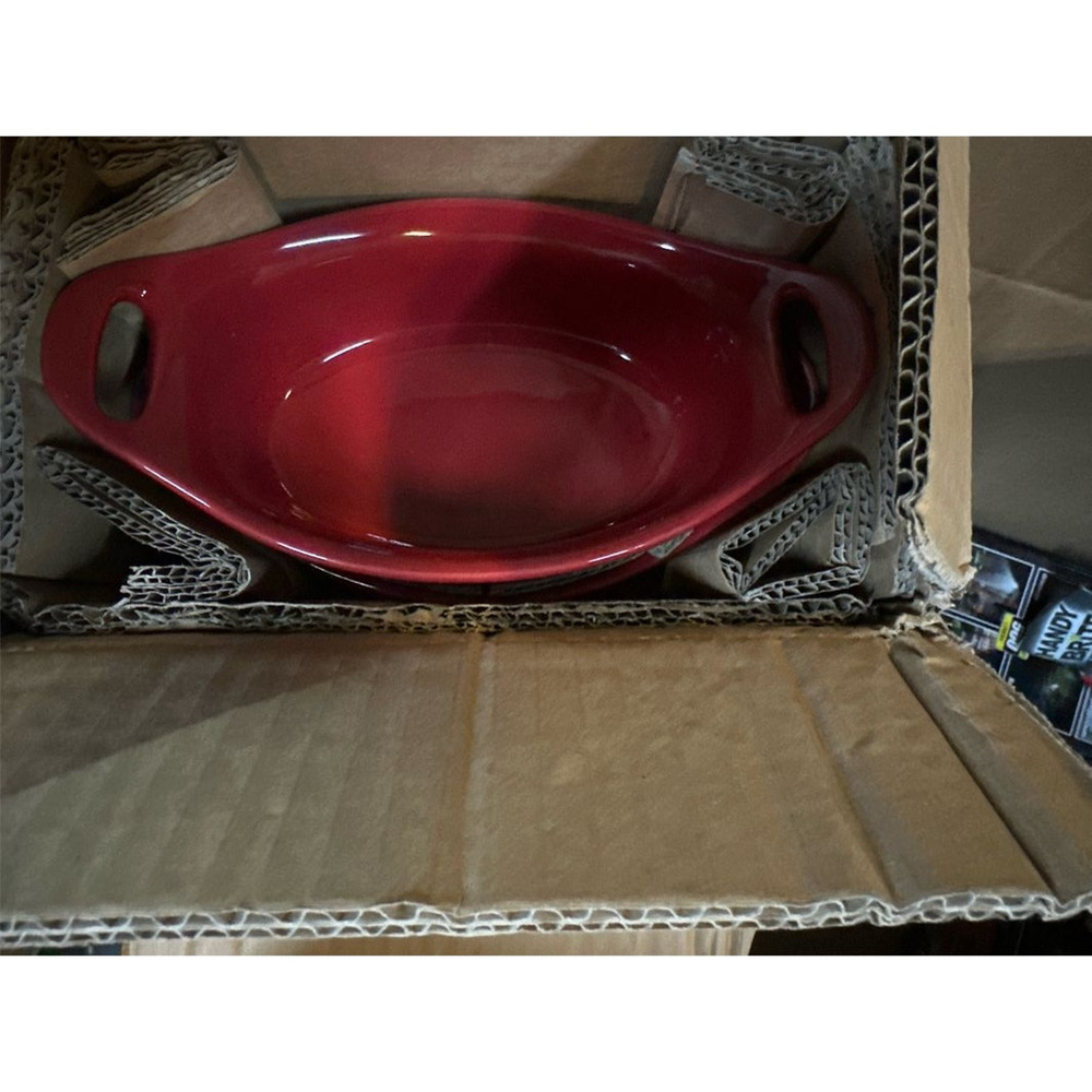 RACHAEL RAY SOLID GLAZE CERAMICS BAKEWARE SET OVAL RED 2 PC - Picture 2 of 3